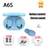 Oreillette Bluetooth sans fil d'origine A6S Fone TWS avec écouteurs micro pour Xiaomi Noice Canceling Earphone Bluetooth Headphones-Blue Earbuds