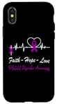 Coque pour iPhone X/XS Croix chrétienne de sensibilisation aux troubles des plaquettes avec ruban violet