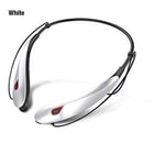 XMSZZ 4D Stereo Bluetooth Headset Neckband Wireless Earphones V4.2 Sport Headphone 15Hrs Playtime Handfree HD MIC (Color : White)