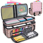 IMAGINING Carrying Case for Cricut Maker, Double-Layer Bag Machine with Cover and Cutting Mat Pocket Compatible Explore Air, Organization Storage Bags, Accessories, Leopard