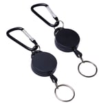 INF 2-pack utdragbar jojo-nyckelring med karbinhake Svart