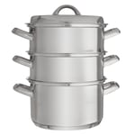John Lewis Classic Stainless Steel 20cm Steamer Set with Lid, 3 Piece