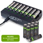 Rechargeable Battery Charging Dock plus 16 x High Capacity 2100mAh AA Batteries