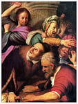 ArtPlaza Rembrandt - Christ Driving The Money Changers from The Temple Panneau Décoratif, Bois, Multicolore, 60 x 1.8 x 80 cmAS93290