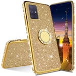MRSTER Huawei P40 Pro Case Glitter Bling Bling TPU Case With 360 Rotating Ring Stand, Shock-Absorption Protective Shell Skin Cases Covers for Huawei P40 Pro. GS Bling TPU Gold