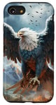 iPhone SE (2020) / 7 / 8 Blue white bald eagle phoenix bird flying fire snow mountain Case
