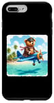 iPhone 7 Plus/8 Plus Bear Flies Plane Over Island. Pilot Jacket Aerial Journey Case