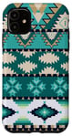Coque pour iPhone 11 Vert du Sud-Ouest Boho Western Aztèque Amérindien Tribal