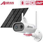 ANRAN 3MP CCTV Outdoor Security Camera WiFi Solar Battery Powered Wireless Home