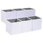 Amazon Basics Collapsible Fabric Storage Cube Organiser Bins, Pack of 6, White, 33 x 38 x 33 cm