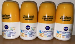 NIVEA Sun Baby Kids Sensitive Fragrance Free Roll-On Sunscreen SPF 50+ 50ml x 4