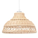 Intricately Designed Basket Shape Light Brown Rattan Wicker Ceiling Lamp Shade