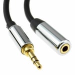 2m PRO METAL BLACK 3.5mm Stereo Jack Headphone Extension Cable [006924]