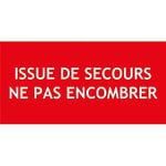 "ISSUE DE SECOURS NE PAS ENCOMBRER" PVC rigide 200 X 80 mm