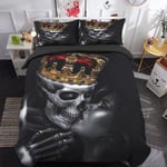 Skull Duvet Set King 3D Skeleton Beauty Printed Bedding Soft Microfiber Duvet Cover for Home Decro 3PCs 230x220cm