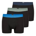 Schiesser Kalsonger 3P 95-5 Organic Cotton Woven Shorts Svart/Blå bomull 4XL Herr