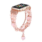 Apple Watch serien 1 - 2 - 3 i 42mm urlänk pärlor agate stenar - Rosa