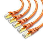 KASIMO CAT 8 Ethernet Cable 1M Shielded 5 Pack Orange SFTP Internet Network Patch Cord, Heavy Duty High Speed Lan Cables with Gold Plated RJ45 Connector Professional for Router, Modem, Gaming, Xbox