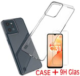 Transparent Silicone Case Pouch Slim Cover+9H Protective Glass for Realme C31