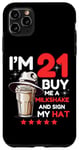 Coque pour iPhone 11 Pro Max Humour I'm 21 Buy Me a Milkshake Sign My Hat Birthday Drink