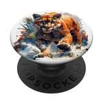realistic cougar walking scary mountain lion puma animal art PopSockets Swappable PopGrip