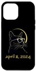 Coque pour iPhone 12 Pro Max Éclipse solaire 2024 America Totality Cat Glass Spring 4.8.24