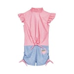 Playshoes UV-skydd i ett stycke krabba blå-rosa