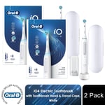 Oral-B iO4 Electric Toothbrush with Toothbrush Head & Travel Case White, 2 Pack