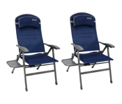 2 x Quest Ragley Pro Comfort Recline Folding Camping Chair With Side Table Seat