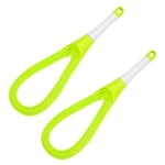 2 pcs Flat Whisk Plastic Egg Beater Whisk 2-In-1Collapsible Rotating Balloon and Silicone Coated Flat Whisk Baking Kitchen Gadgets