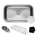 Kraus Outlast MicroShield Scratch-Resist Stainless Steel Undermount Single Bowl Sink, 31.5" 16 Gauge, Premier Series KBU14E, 31.5 Inch