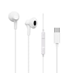Tec-Digi USB C Headphones,Type C Wired Hi-Res Earbuds with Microphone Noise Cancelling Compatible with Google Pixel 4/3/2/XL, Samsung, OnePlus, Xiaomi, Huawei and Other Type-C Devices, white