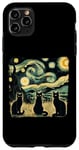 Coque pour iPhone 11 Pro Max Trois chats Van Gogh Nuit étoilée Amoureux des chats Vintage