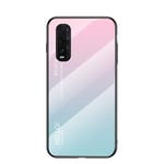 Multicolor Case for Oppo Find X2 Neo Case Gradient Clear Tempered Glass Cover Case Compatible with Oppo Find X2 Neo (Pink Blue)