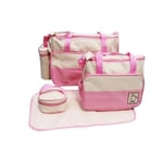 In 5 Colours, 5 Piece Baby Changing Bag - Pink