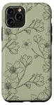 Coque pour iPhone 11 Pro Fleurs de cerisier Boho Blossom sur vert sauge