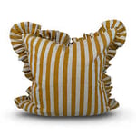 Miljögården Flounce kuddfodral bred rand gul/linne 45x45 cm