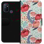 OnePlus Nord N100 Svart Plånboksfodral Flora