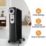Oil Filled Radiator Portable Electric Heater Thermostat 9 Fin 2000W Adjustable