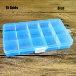 10/15 Grids Fishhook Tackle Box Pill Storage Case Candy Cases Blue 15