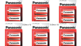 12 x Panasonic D Size Zinc Carbon Batteries LR20, MN1300, Mono, 13G, R20P, 1250