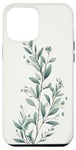 iPhone 13 Pro Max Leaves Botanical Plant Line Art Sage Green Wildflower Floral Case