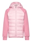 Hybrid Fleece Jacket W. Hood Outerwear Fleece Outerwear Fleece Jackets Pink Color Kids