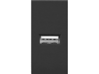 NOEN USB, 22,5x45mm modulär port med USB-laddare, 2,1A 5V DC, sort,OR-GM-9010/B/USB