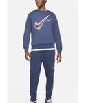 Nike Mens Multi Swoosh Crew Neck Tracksuit in Navy Cotton - Size Large