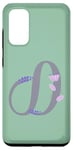 Galaxy S20 Green Elegant Lavender and Leaf Motif Letter D Case