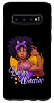 Coque pour Galaxy S10 Lupus Warrior Afro Black Woman Wear Purple Ribbon Awareness