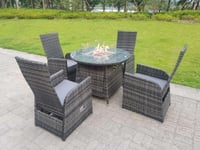 Rattan Garden Furniture Gas Fire Pit Round Dining Table And Chairs 4 Seater Plus Round Table