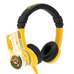 Explore Foldable Volume Limiting Kids Headphones | Built in Headphone Splitter and In Line Mic | For Tablets and Computers | Yellow