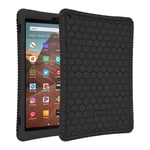 FINTIE Silicone Case for Amazon Fire HD 10 Tablet (Compatible with 7th and 9th Generations, 2017 and 2019 Releases) - [Honey Comb Series] Shock Proof Back Cover, Black